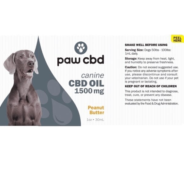 Pet CBD Oil Tincture for Dogs Peanut Butter 1500 mg 30 mL 1